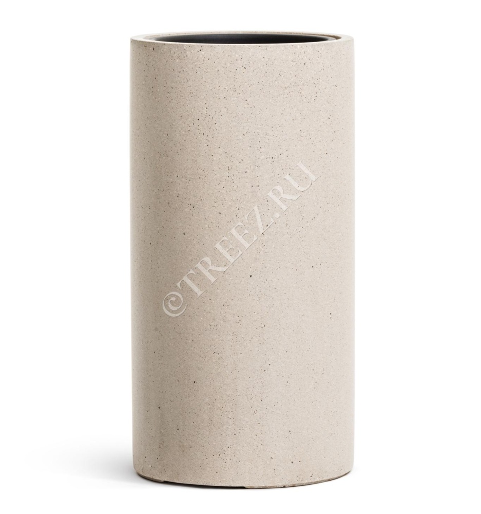Кашпо TREEZ Effectory - Beton - Высокий цилиндр - Белый песок