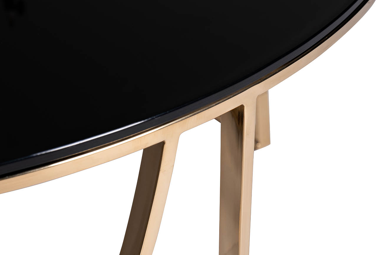 Стол журнальный стекло черн./золото d90*45см