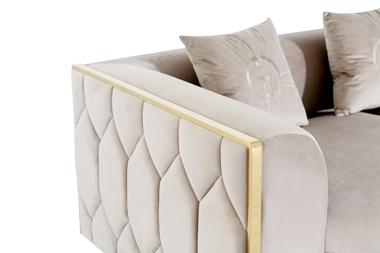 Диван Bern двухместный, велюр бежевый 194*96*69см