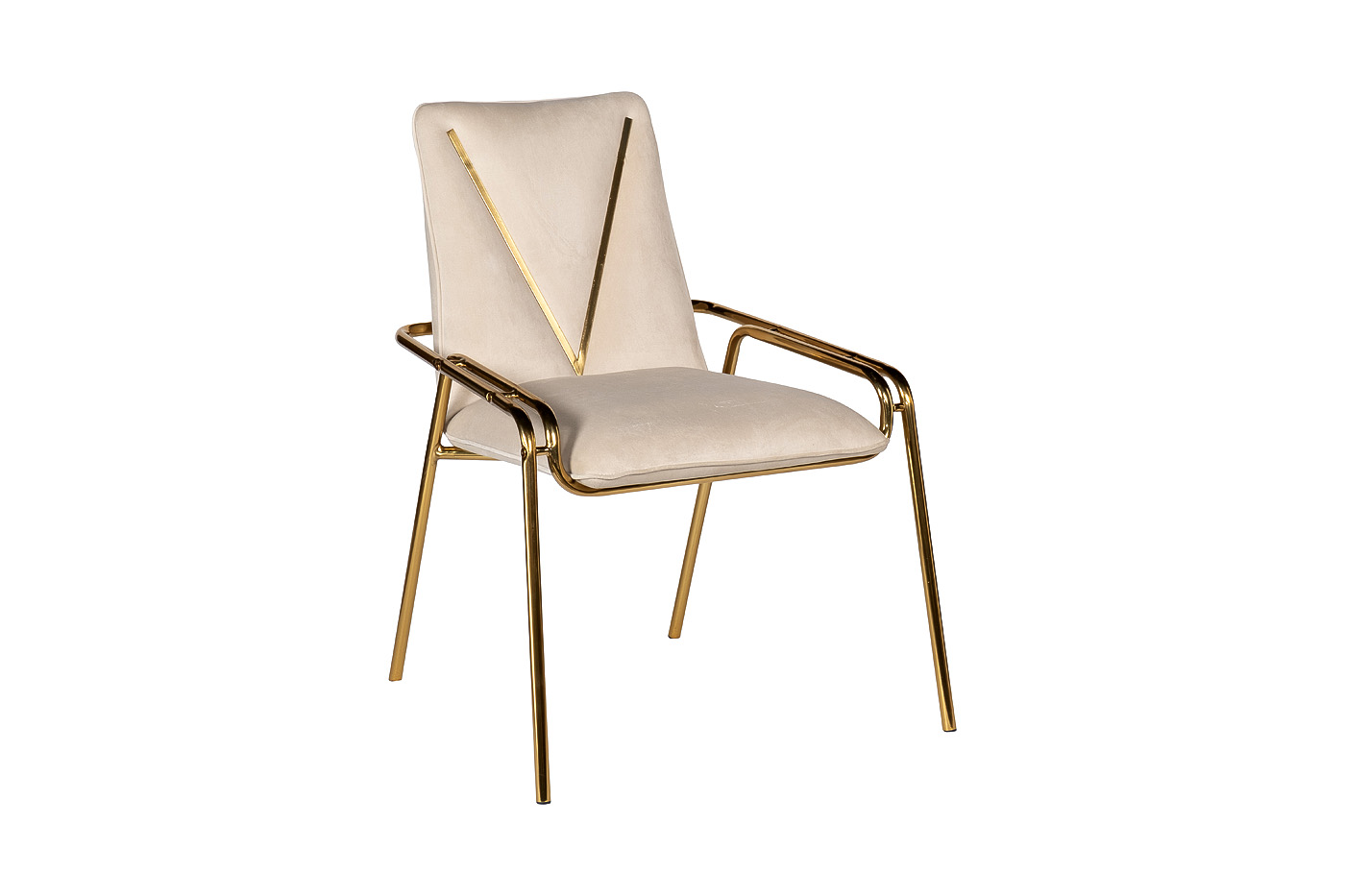 Стул велюр кремовый с V-декором 30C-DR-20013C CR