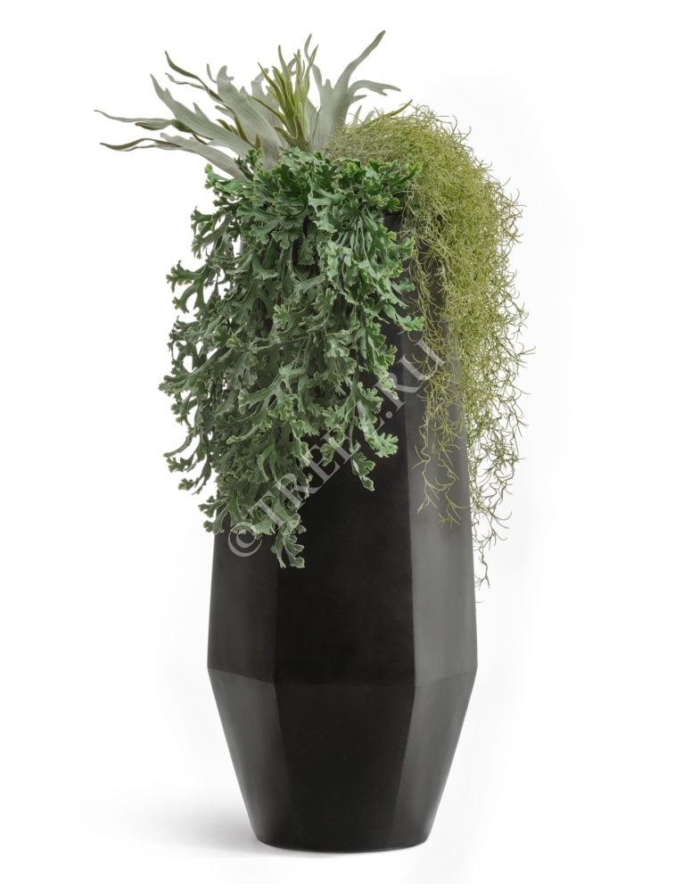 Кашпо TREEZ Effectory - Crystal - Высокий многогранник - Антрацит