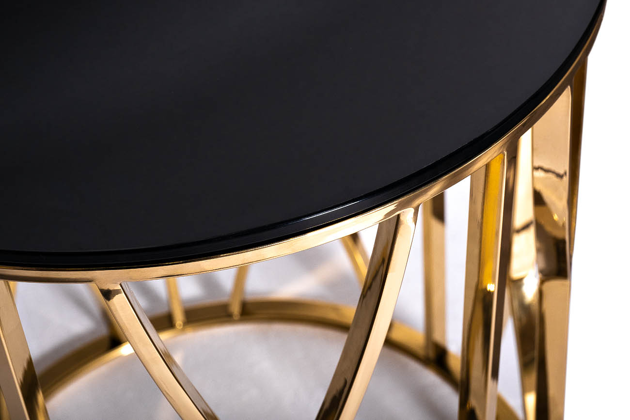 Стол журнальный стекло черн./золото d50*55см