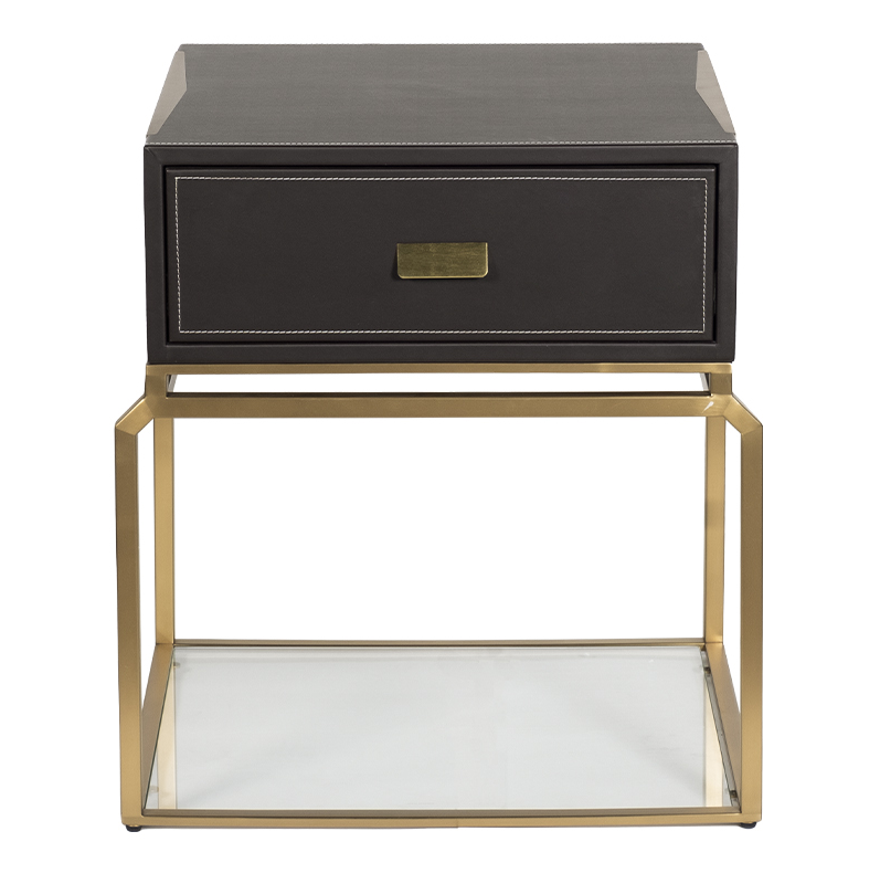 Тумбочка экокожа коричн/мат.золото 58,5*53*64,5см