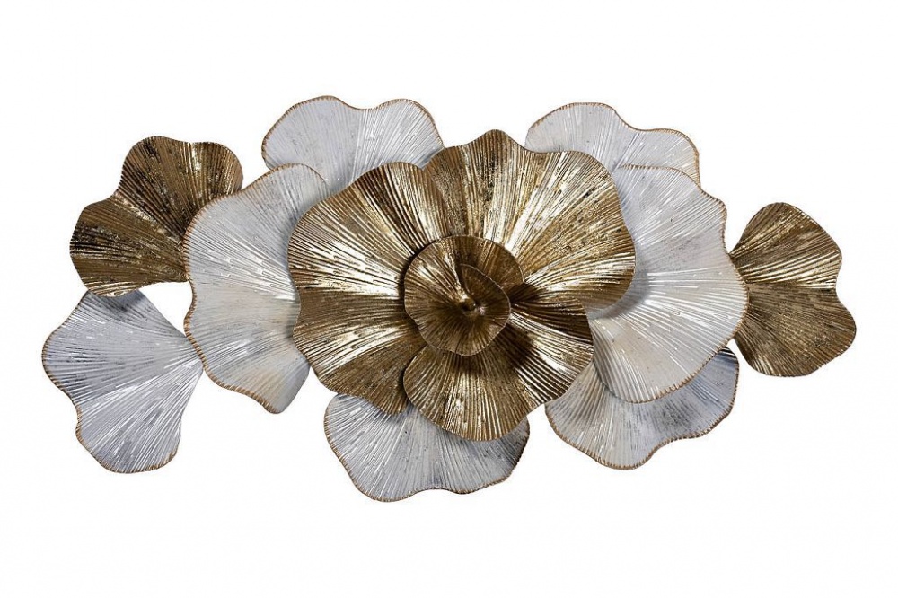 Декор настенный цветы бело-золотой 37sm-0659
