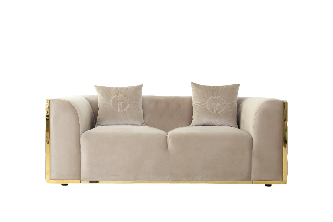 Диван Bern двухместный, велюр бежевый 194*96*69см