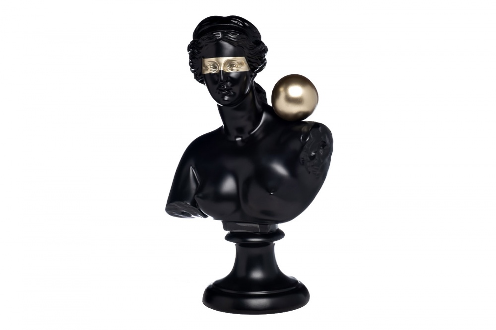 Статуэтка "Античный бюст" женский черн. 21*14*h.35см