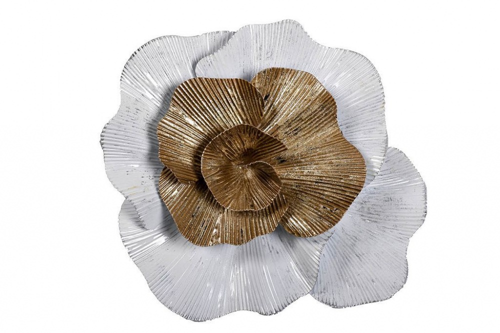 Декор настенный цветок бело-золотой 37sm-0662