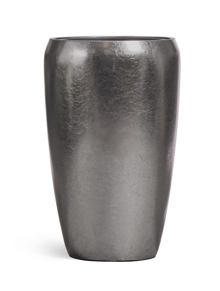 Кашпо TREEZ Effectory - Metal - Высокий округлый конус - Стальное серебро