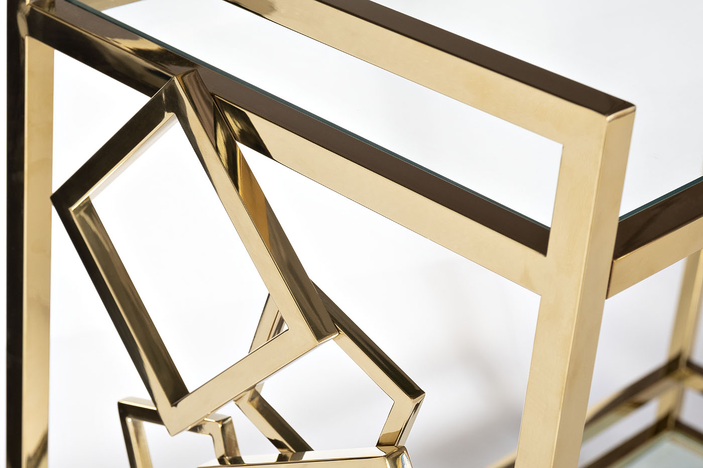 Стол-тележка сервировочн ст.прозр/золото 80*40*83