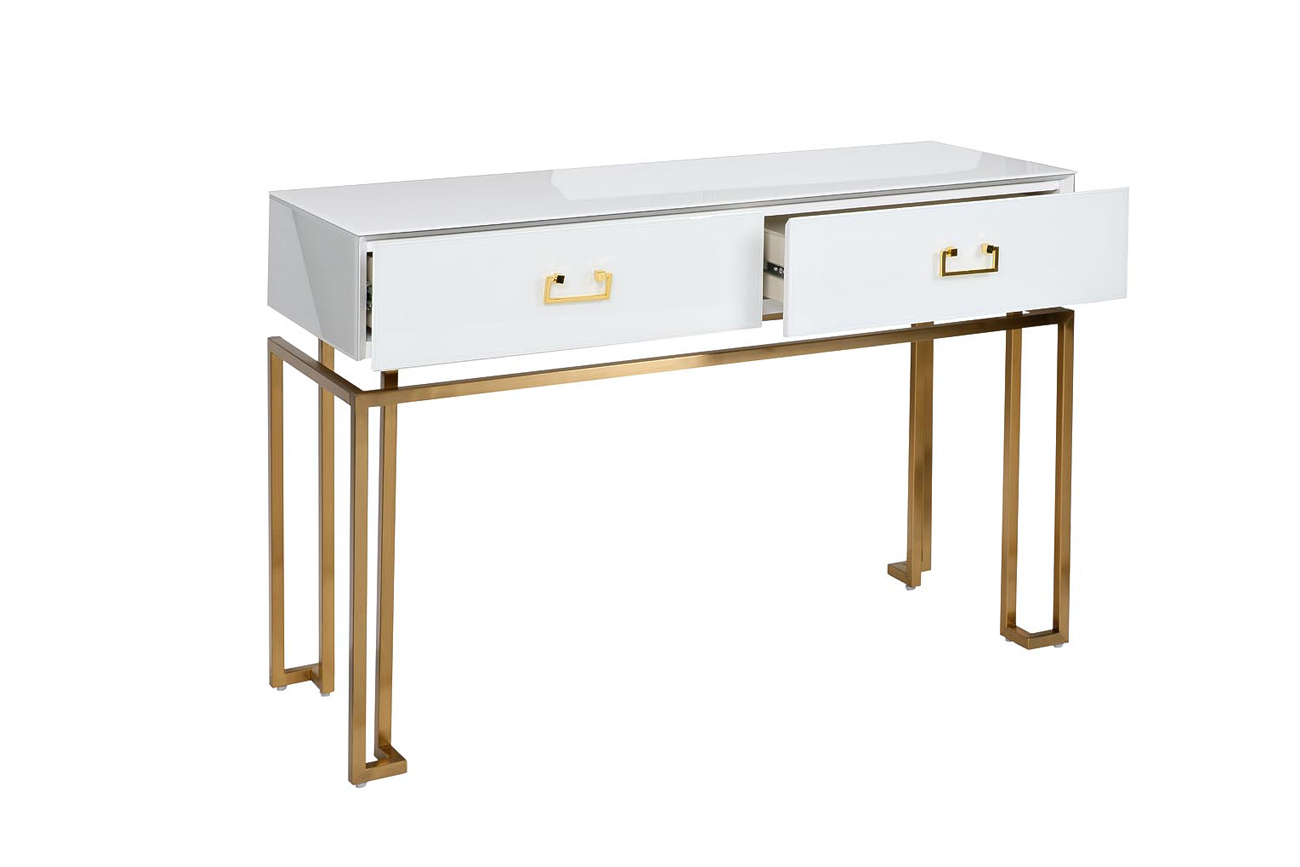 Консоль белая 2 ящика  120*42*77см