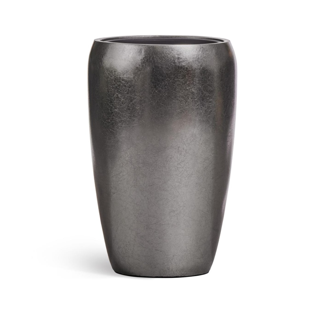 Кашпо TREEZ Effectory - Metal - Высокий округлый конус - Стальное серебро