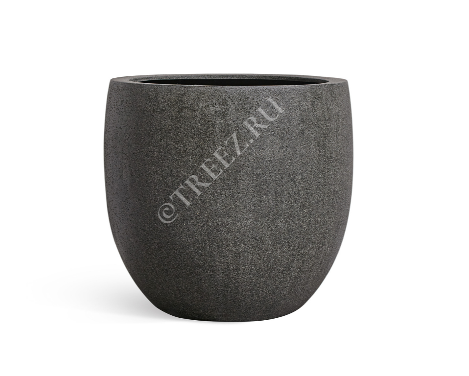 Кашпо TREEZ Stone большой округлый конус темно-серый камень 70см