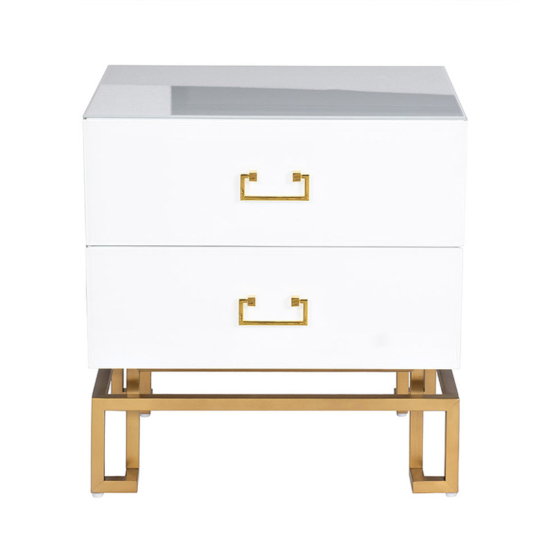 Тумба 2 ящика белая/золото 55*40*58см