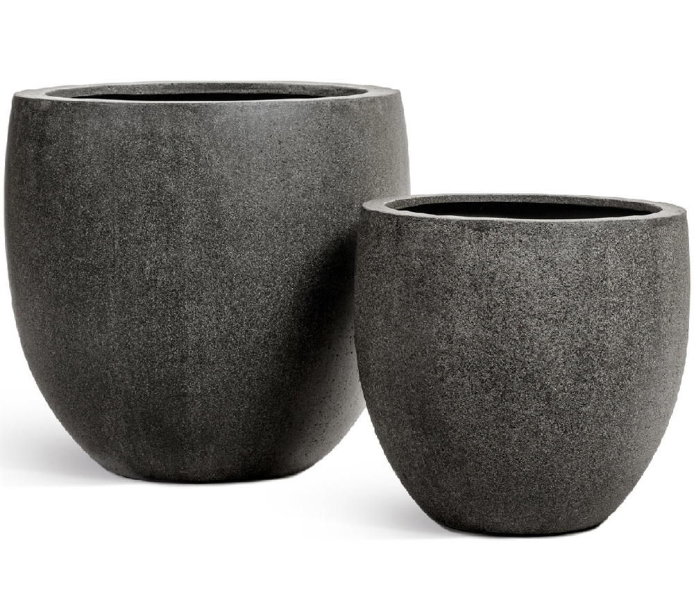 Кашпо TREEZ Stone большой округлый конус темно-серый 54см