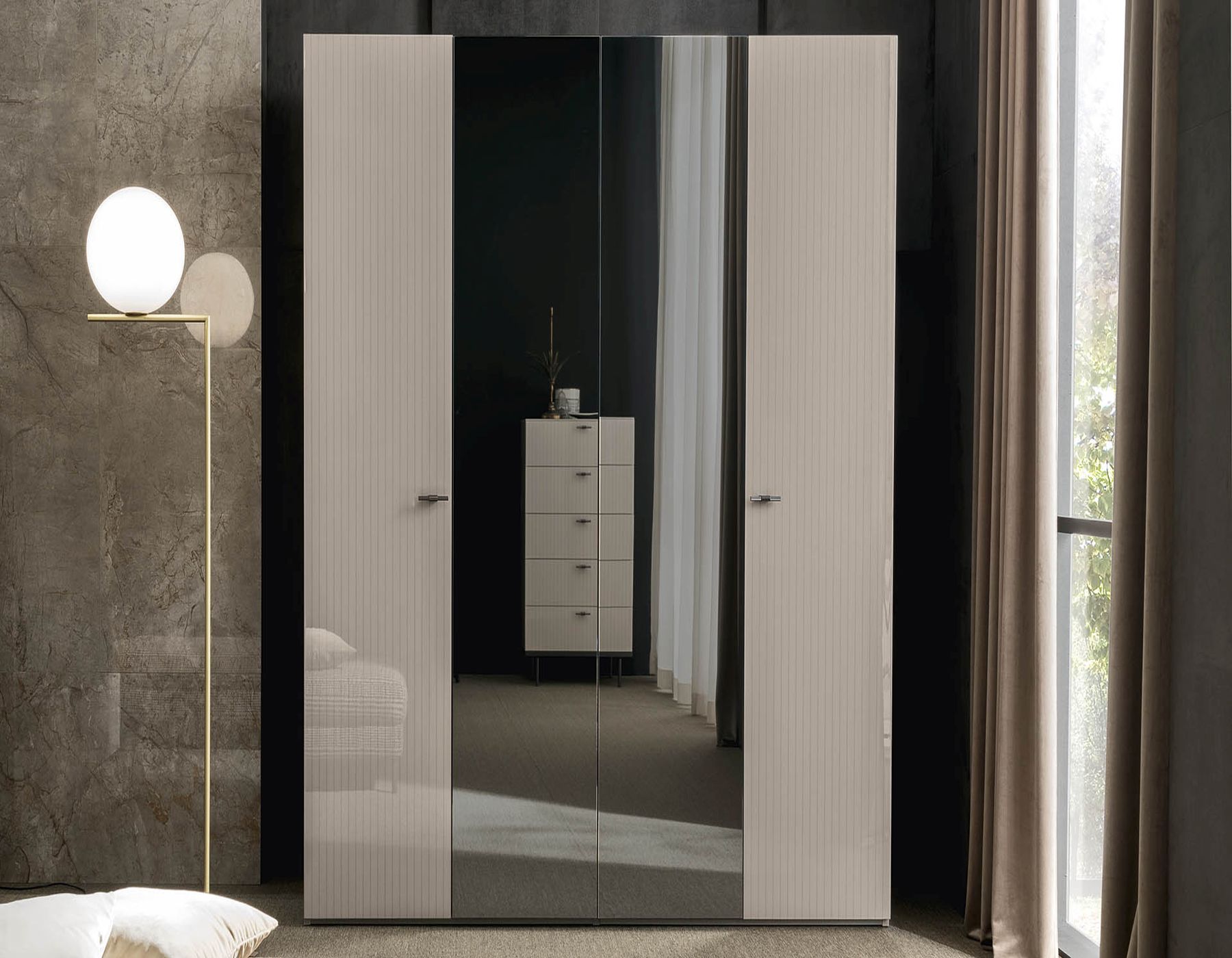 Спальня современная светлая с мягким изголовьем Claire фабрики Alf Italia