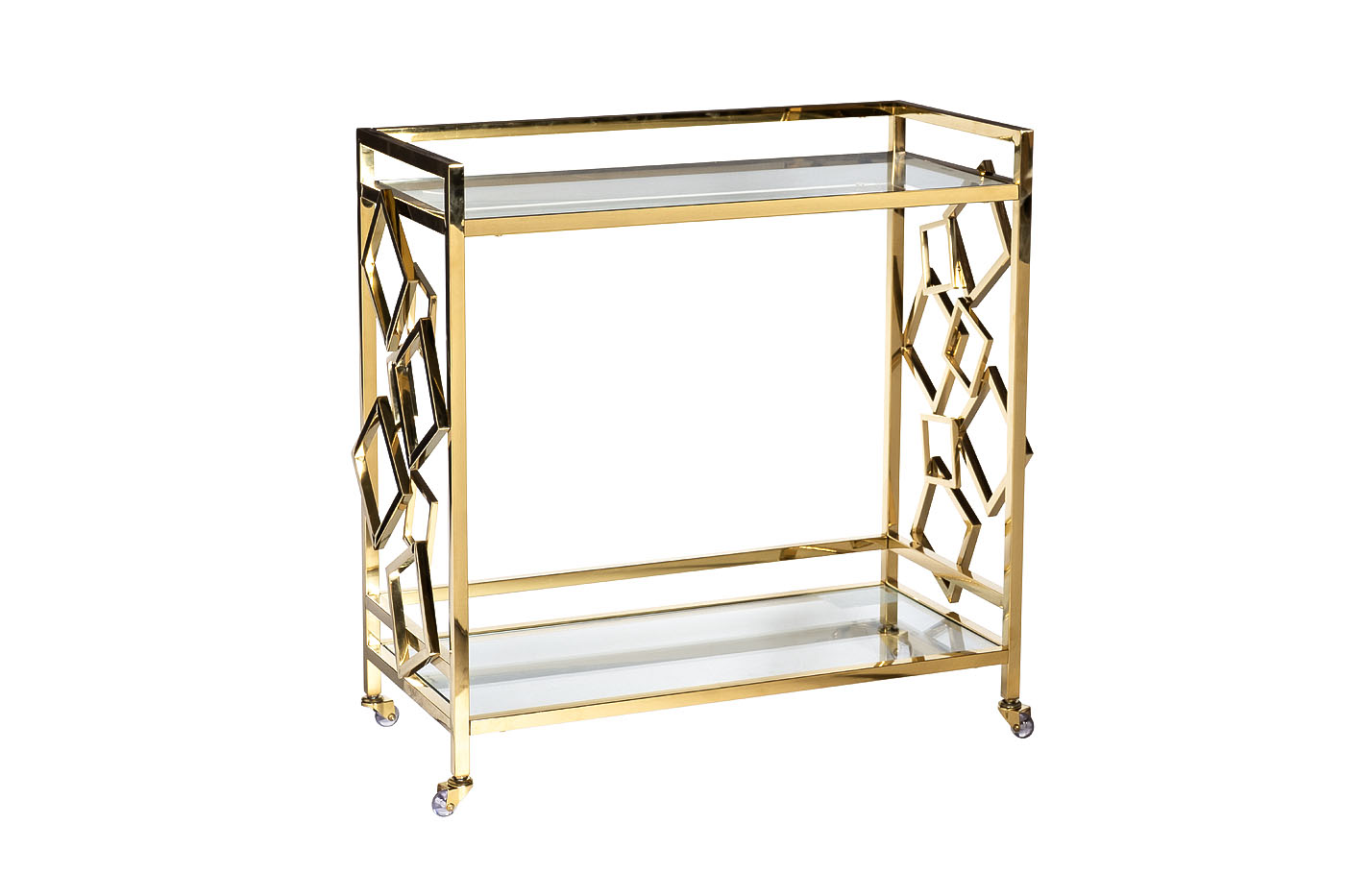 Стол-тележка сервировочн ст.прозр/золото 80*40*83
