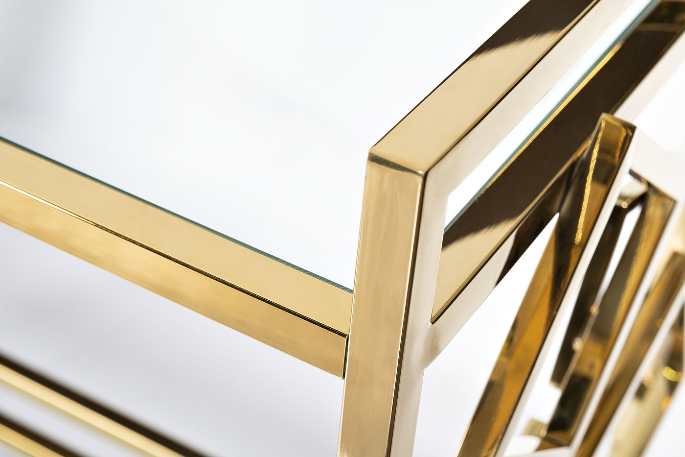 Стол-тележка сервировочн ст.прозр/золото 80*40*83