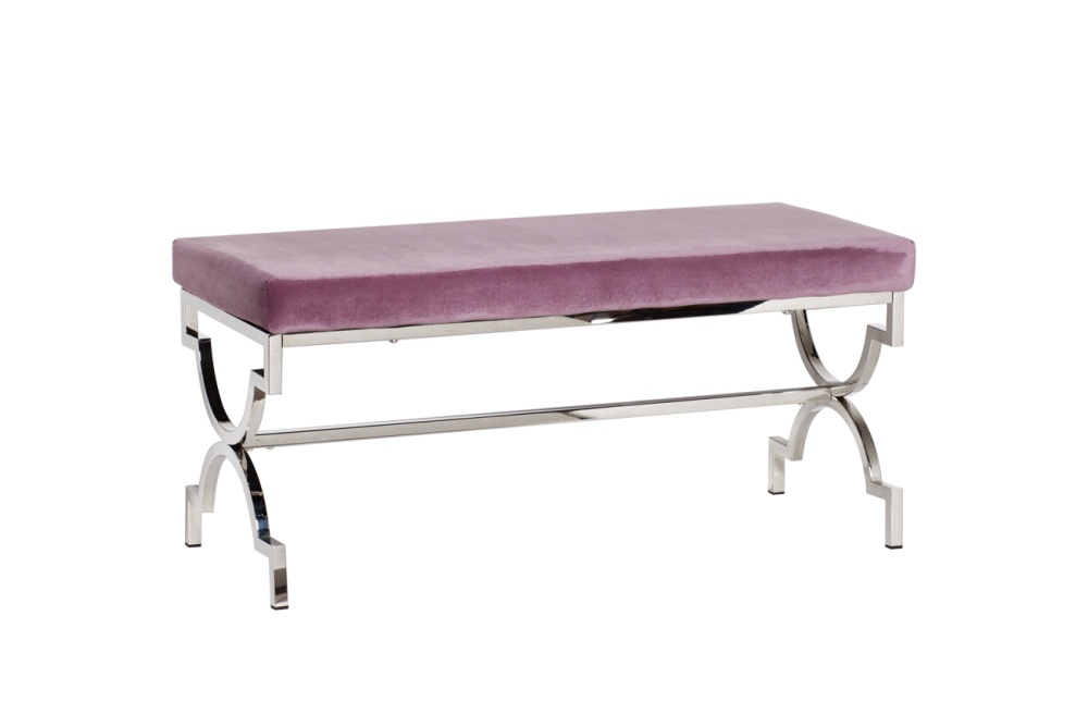 Банкетка дымчато-сиреневый велюр/хром 99*43*46см