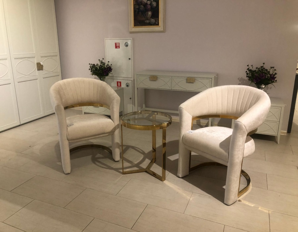 Стул велюровый кремовый/золото GY-DC8386GOLD-CR