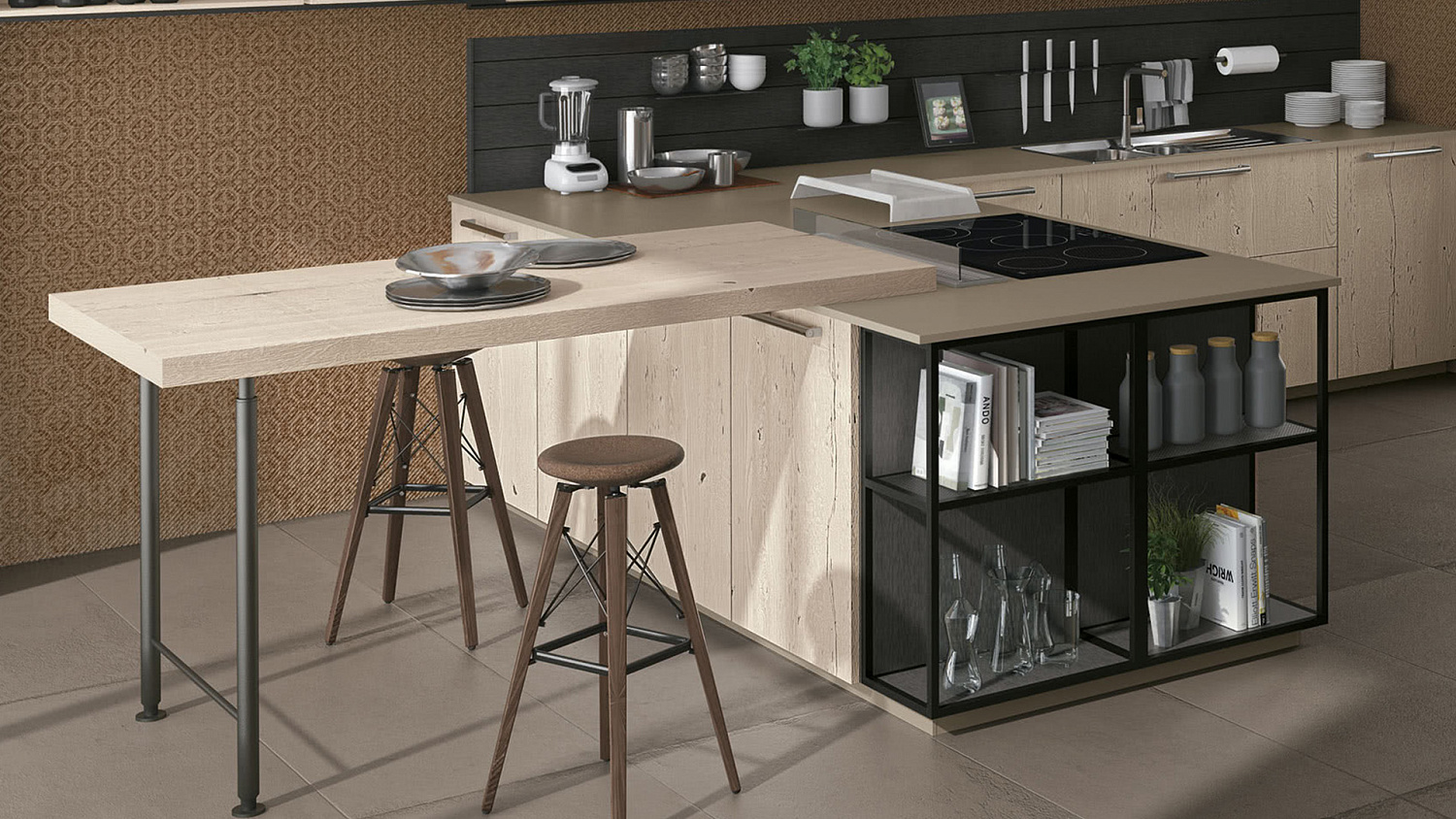 Стол-полуостров и барная стойка