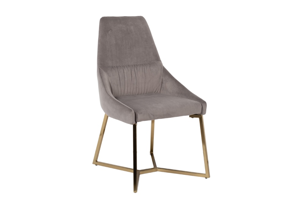 Стул на металлическом каркасе золото серый велюровый 30C-1185 GRE