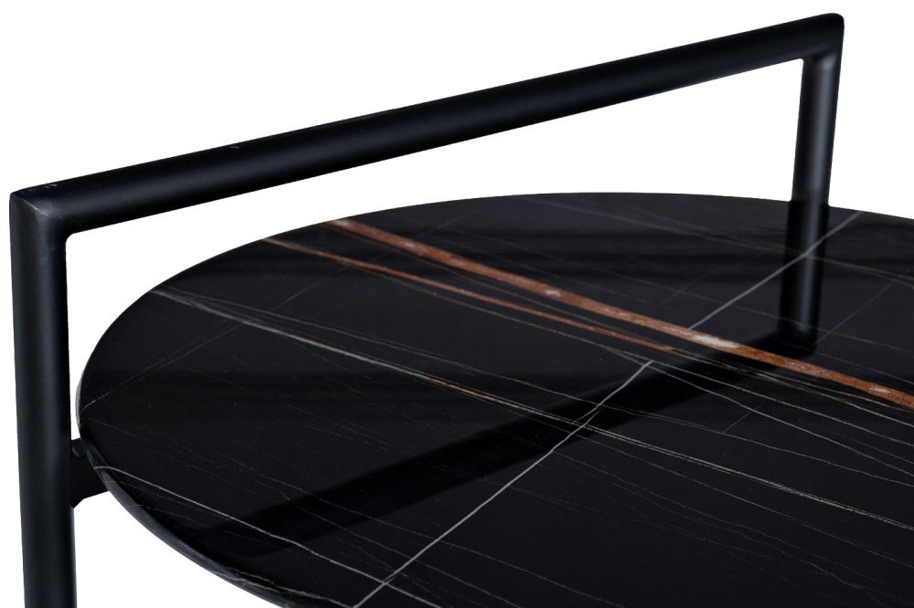 Стол журнальный круглый с полкой, черный 30B-872 BL