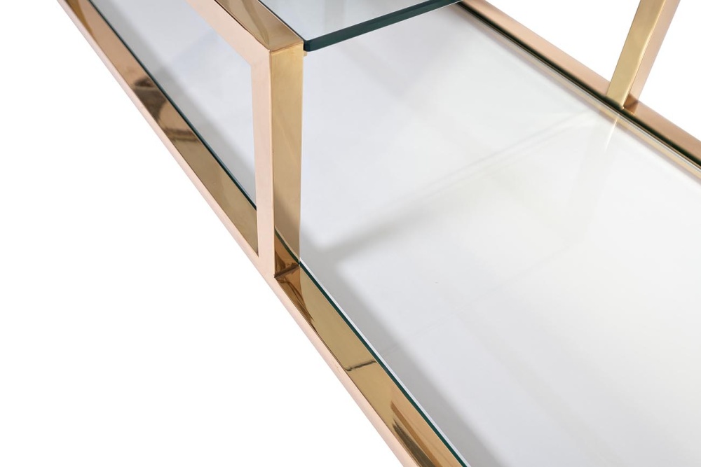 Стеллаж стекло прозр./золото 140*38*180 см