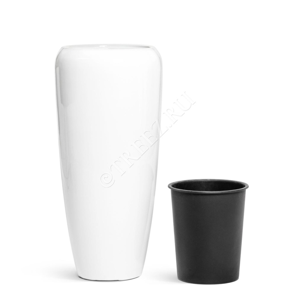 Кашпо TREEZ Effectory - Gloss - Высокий конус Design - Белый глянцевый лак