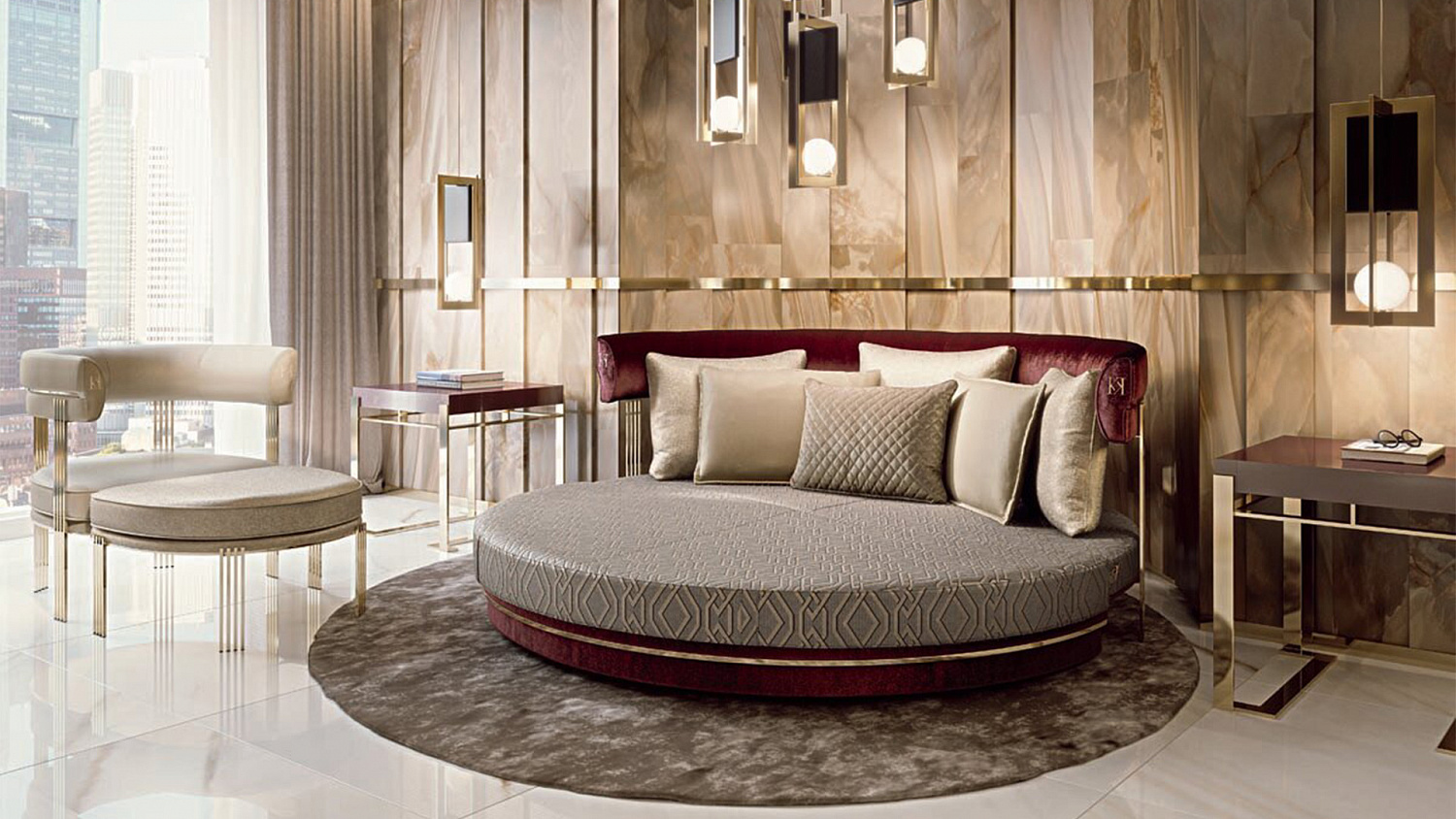 Круглый диван-кровать