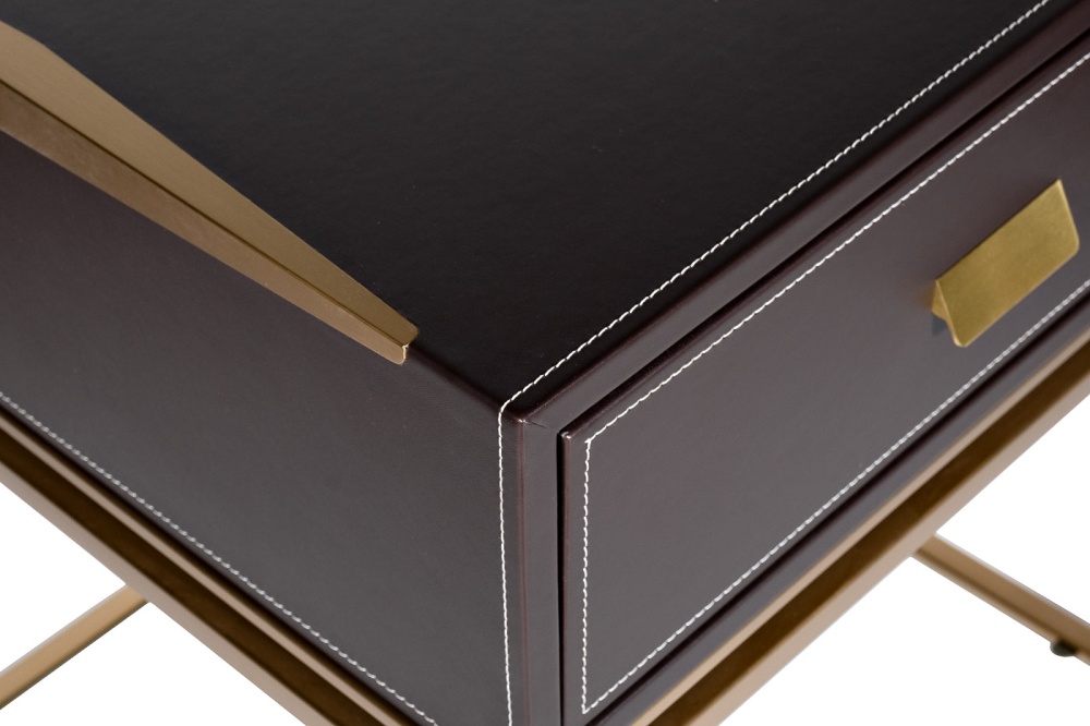 Тумбочка экокожа коричн/мат.золото 58,5*53*64,5см