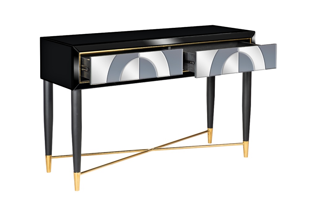 Консоль 2 ящика зеркало двухцветное 120*42*75см