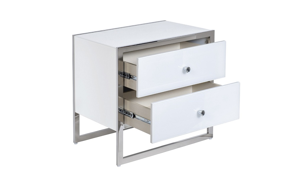 Тумба с 2-мя ящиками белая/хром KFG104