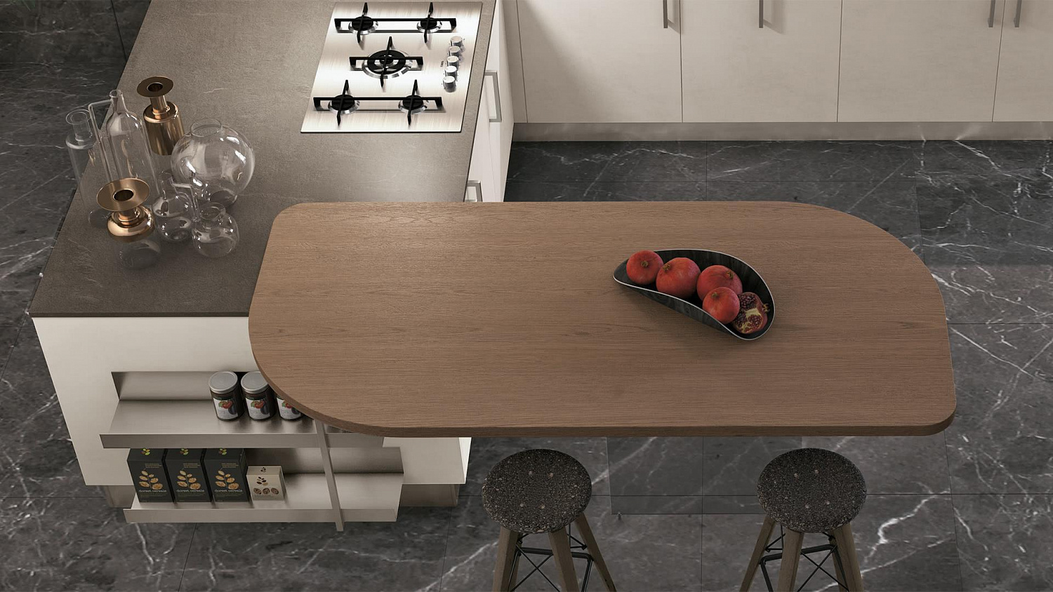 Стол-полуостров и барная стойка