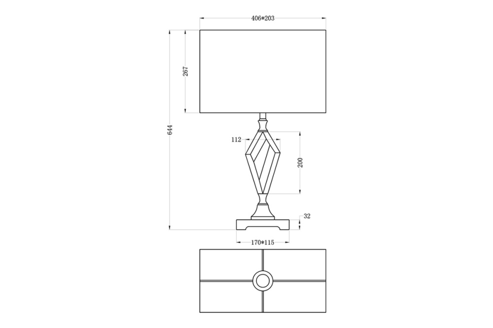Лампа настольная плафон белый d30*66см