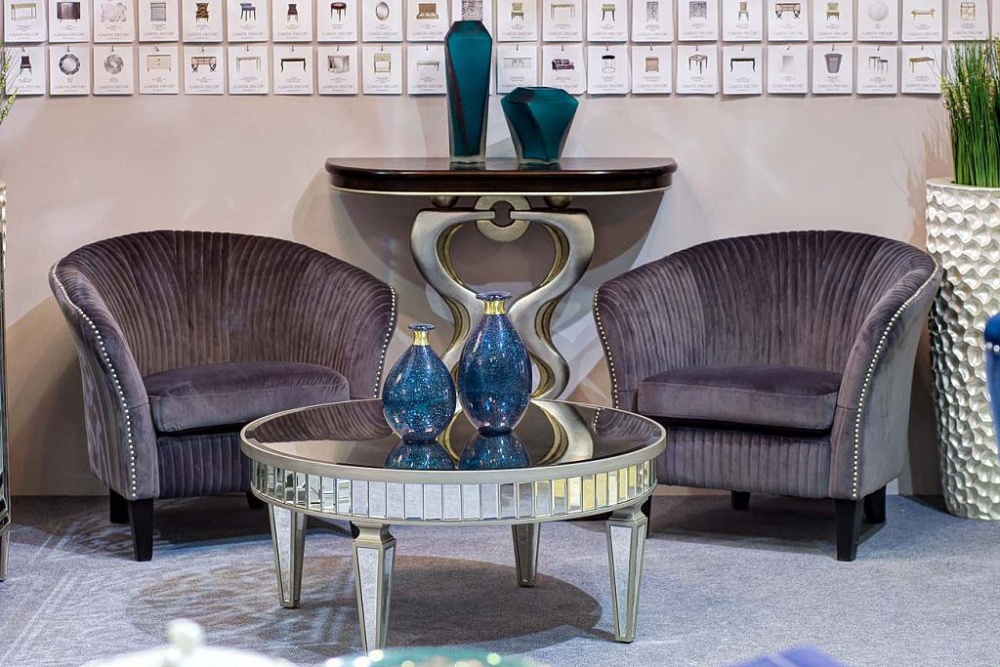 Стол зеркальный круглый низкий kfc247