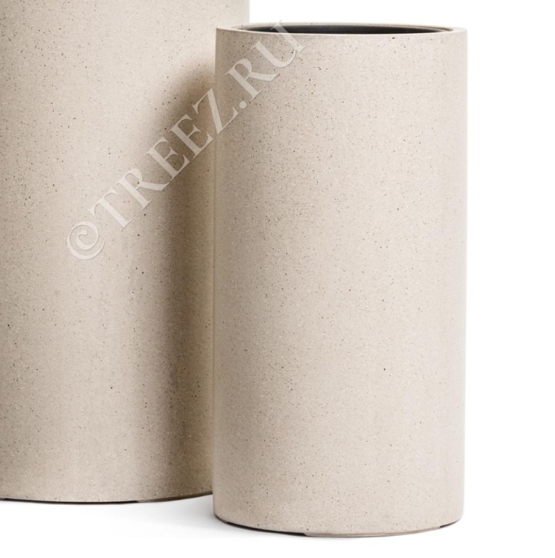 Кашпо TREEZ Effectory - Beton - Высокий цилиндр - Белый песок