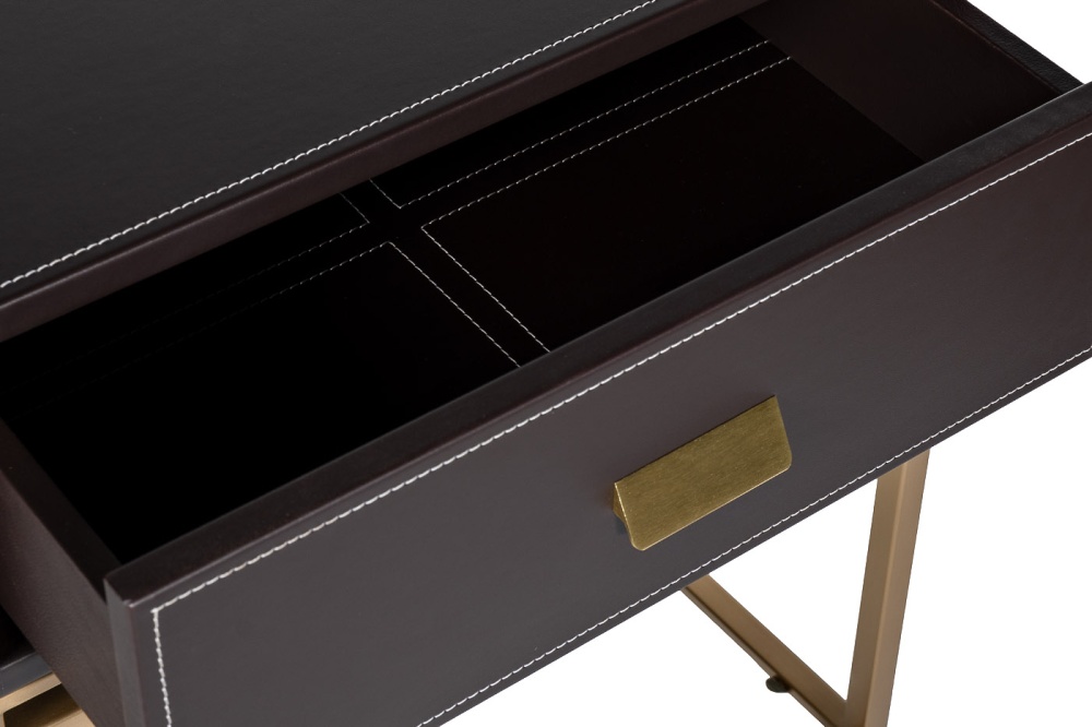 Тумбочка экокожа коричн/мат.золото 58,5*53*64,5см