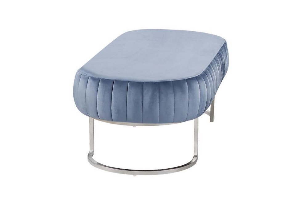 Банкетка велюровая серо-голубая на металлическом каркасе (хром) n-bh2009 gr sl