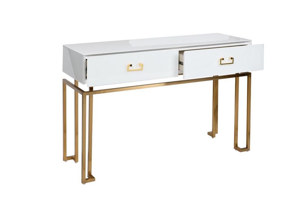 Консоль белая 2 ящика  120*42*77см