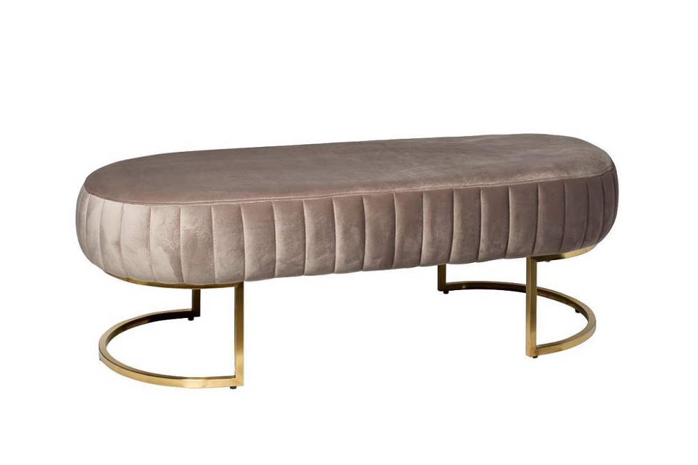 Банкетка велюровая серо-бежевая на металлическом каркасе n-bh2009 bg br