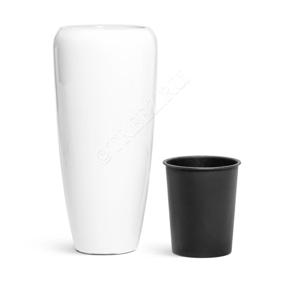 Кашпо TREEZ Effectory - Gloss - Высокий конус Design - Белый глянцевый лак