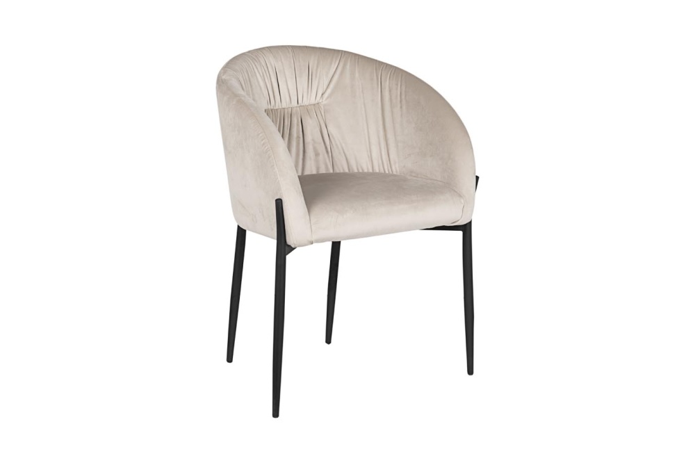 Стул на металлическом чёрном каркасе серый велюровый GY-DC8173BL-CR